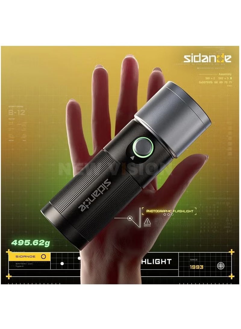 SIDANDE Videography Flashlight Zoomable Photography Fill Light Ambience Light with 1/4'' Thread for Camera Stand Cage - Image 3