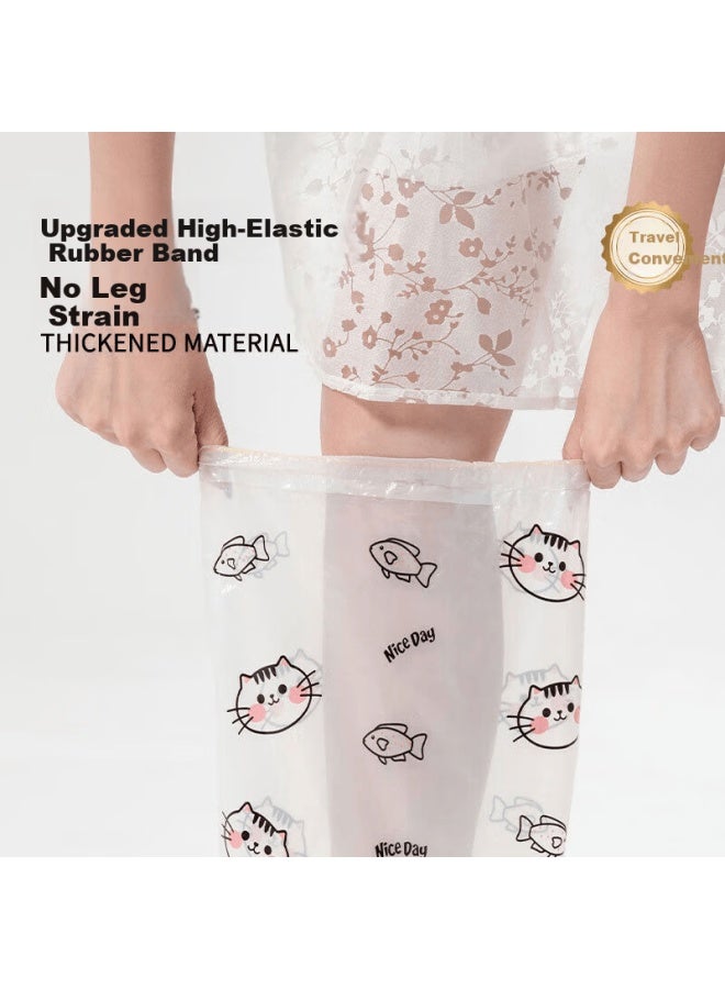 Bwnk Disposable Rain Shoe Covers Thickened Wear-resistant Outdoor Portable Rain Shoe Covers For Adults And Children Cat Eating Fish Print 10 Pairs Pack - Image 2