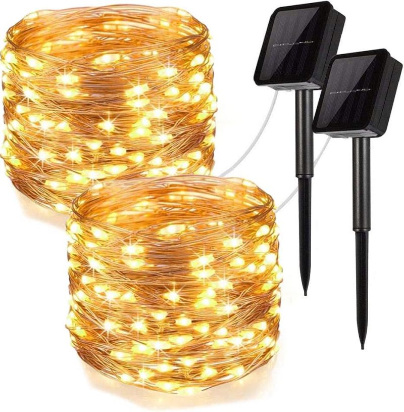 Solar String Lights 39.4 Feet 12 Meters 8 Modes Solar-Powered Automation Warm White Fairy Lights - Waterproof Outdoor for Patio Garden Wedding Decoration - Image 2
