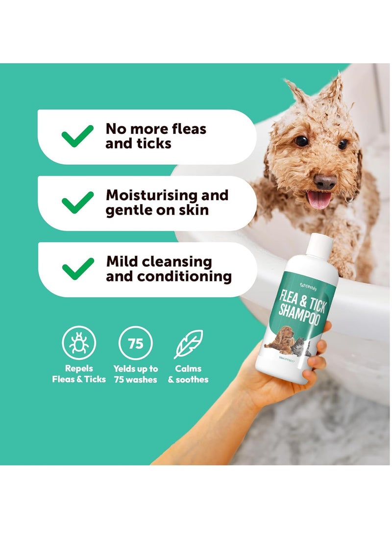 Petsly Flea and Tick Cat and Dog Shampoo by Petsly 500ml Fast Acting pH balanced and Natural Cat and Dog Flea Shampoo Kills Fleas and Eggs Anti Itch Highly Effective with Aloe Vera Tea Tree and Eucalyptus Oils - Image 3