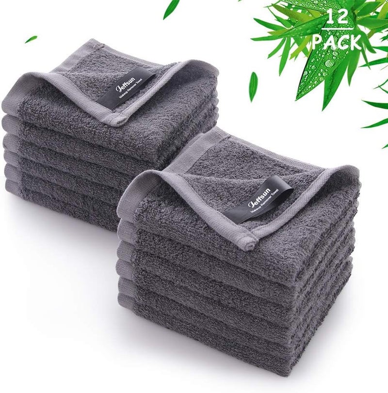 Wash Cloths 12 Pack Super Soft and Skin Friendly Face Towel for Sensitive Skin 10x10 inch Small Face Washcloths Reusable Washable Makeup Remover Cloths Easy to Rinse Grey Facial Cleansing Cloths
