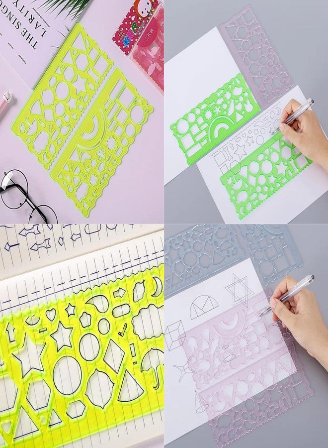 Isvi مجموعة مساطر تصميم الأطفال من إيسفي 2 في 1 (12 مجموعة) - مساطر شفافة متعددة الألوان مع أشكال هندسية وقوالب دائرية | هدية عيد ميلاد ممتعة ومجموعة أدوات رسم مدرسية (عبوة من 12 قطعة) - Image 3