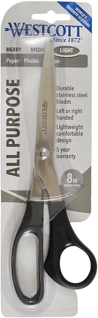 Westcott 13135 Value Line Stainless Steel Shears Black 8Inch Long - Image 3