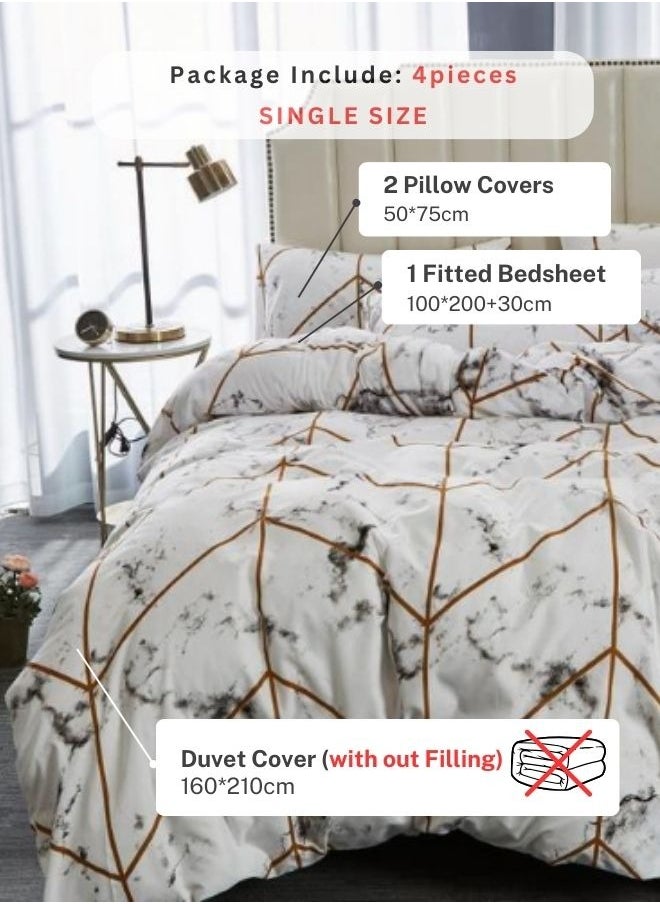 LUNA Home Single size 4 piece without filler bedding set with marble design.  - Image 2