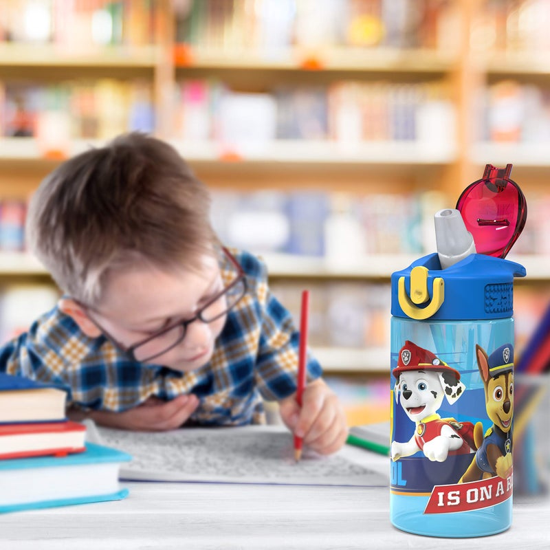 Zak Designs PAW Patrol Kids Water Bottle with Spout Cover and Built-in Carrying Loop, Durable Plastic, Leak-Proof Water Bottle Design for Travel (16 oz, 2-Pack, Non-BPA, Marshall) - Image 2
