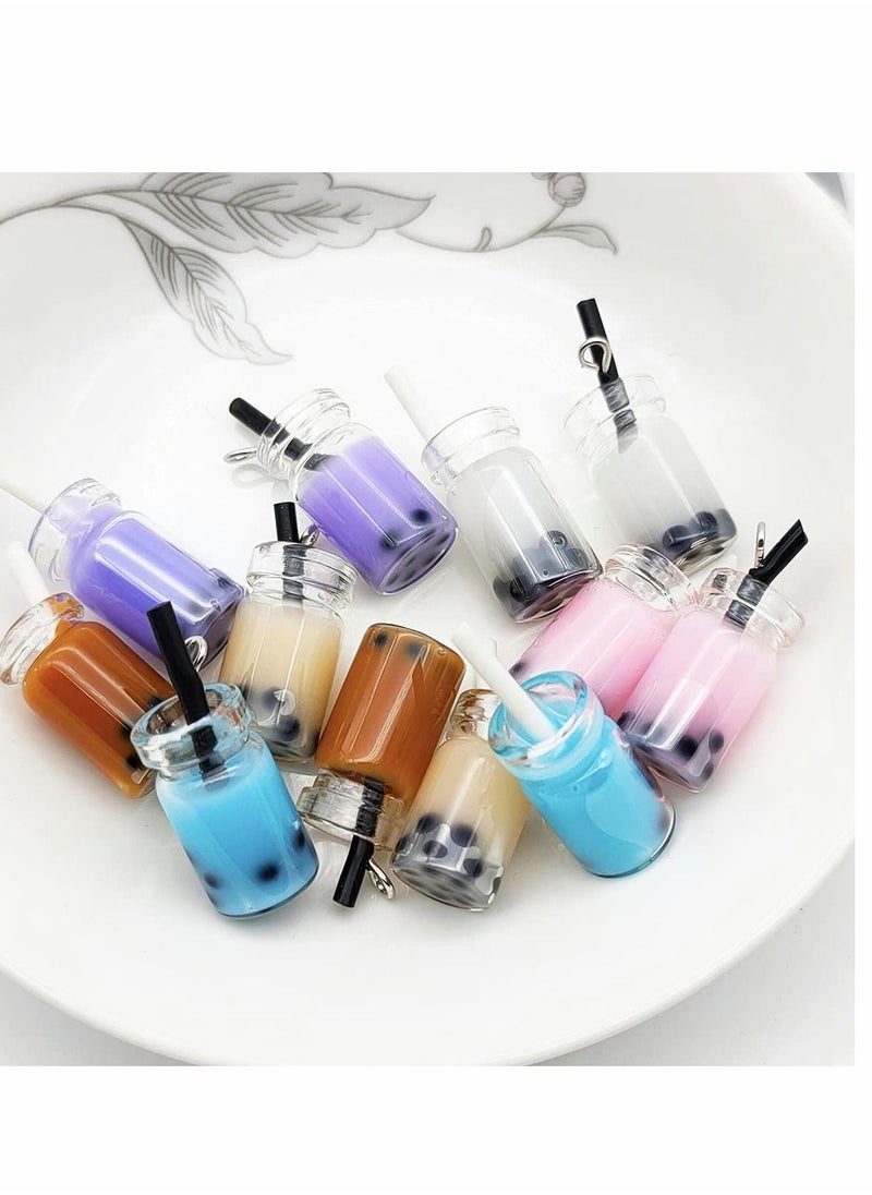 Y&D - 48 Pcs Charms, DIY Keychain Boba Fruit Tea Milk Mini Bottle Charms Pendant for Jewelry Craft Earring Keychain, 12 Styles, - Image 1