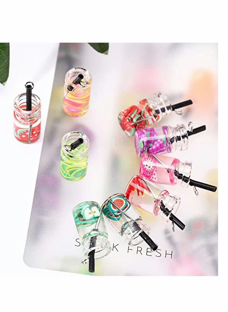 Y&D - 48 Pcs Charms, DIY Keychain Boba Fruit Tea Milk Mini Bottle Charms Pendant for Jewelry Craft Earring Keychain, 12 Styles, - Image 1