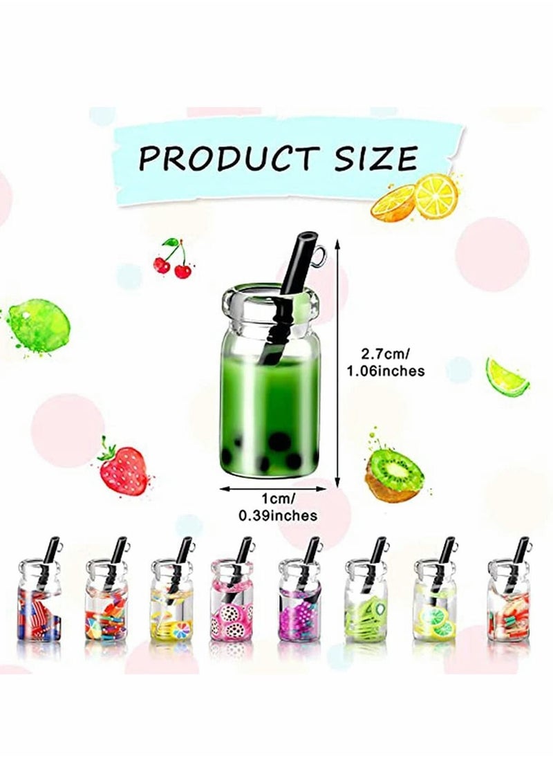 Y&D - 48 Pcs Charms, DIY Keychain Boba Fruit Tea Milk Mini Bottle Charms Pendant for Jewelry Craft Earring Keychain, 12 Styles, - Image 1