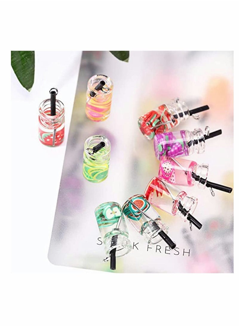 Y&D - 48 Pcs Charms, DIY Keychain Boba Fruit Tea Milk Mini Bottle Charms Pendant for Jewelry Craft Earring Keychain, 12 Styles, - Image 1