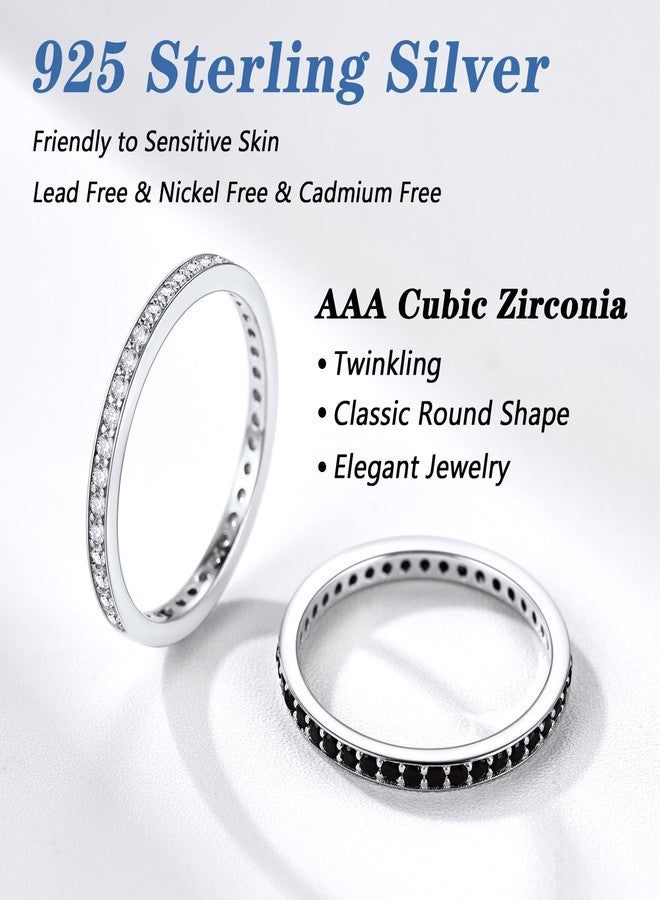 Silvora Elegant Love Band Rings for Female Solid Silver 2mm Wedding Bands Eternity Love Charms Jewelry Size 6 - Image 3