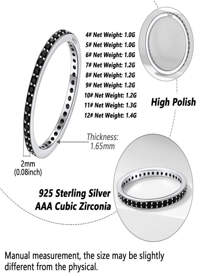 Silvora Elegant Love Band Rings for Female Solid Silver 2mm Wedding Bands Eternity Love Charms Jewelry Size 6 - Image 4
