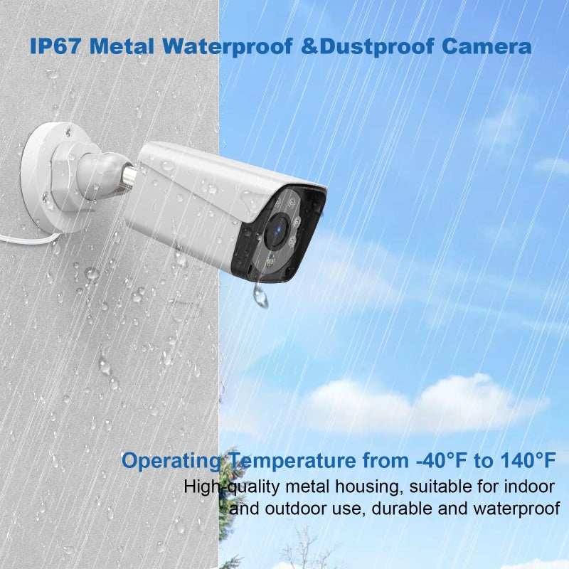 KTKTVE H.265+ Wired Security Camera DVR Kit System with AI Human Vehicle Detection, 4X 1920P 5MP IP67 Metallic Indoor/Outdoor Cameras IR Night Vision, 4K NVR 500GB HDD Included for 24/7 Recording - Image 4