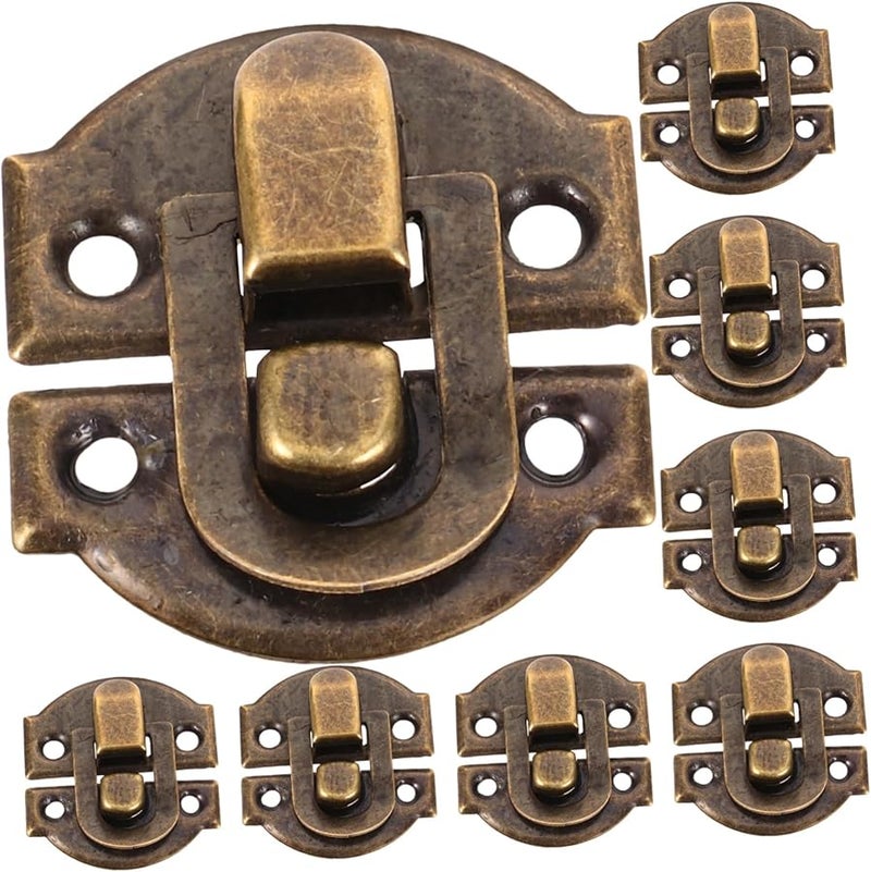 صندوق خشبي بمشبك عتيق بني داكن 3.00 × 2.70 × 1.00 سم صندوق صدر قديم قفل زخرفة رجعية - Image 1