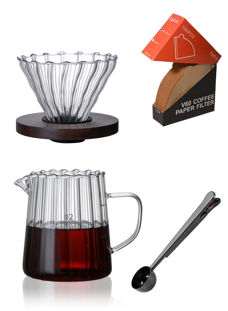 ايكي ايك مجموعة ماكينة صنع القهوة V60 مقاس 02، ماكينة تحضير القهوة بالتنقيط، 4 قطع هدية للمكتب المنزلي - Image 1
