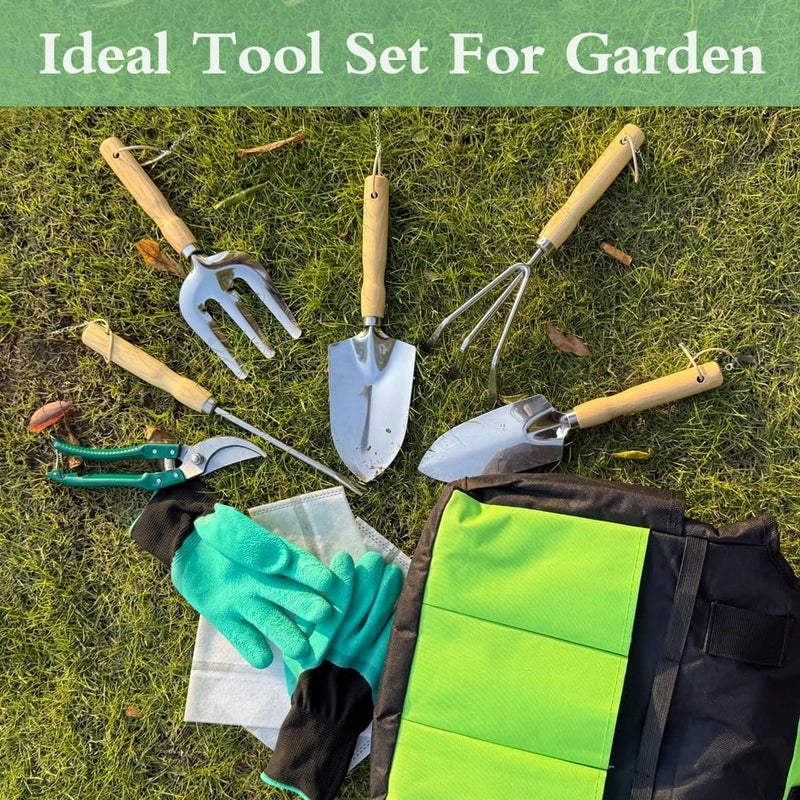 BovcTrraann Garden Tool Set of 10 Pieces, Heavy-Duty Stainless Steel Gardening Hand Tools with Repotting Mat and Grow Bags, Gardening Tool Set with Durable Gardening Bag, Ideal Gardening Gifts for Women Men - Image 2