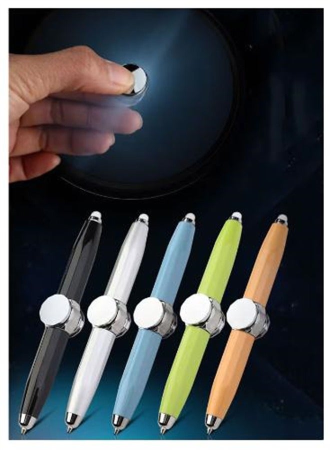 Generic 5-Pack Metal Decompression Fingertip Gyro Pen with LED Light Rotatable Gel Pen Multifunctional Writing Signature Lighting Rotating Gel Pen - Image 3