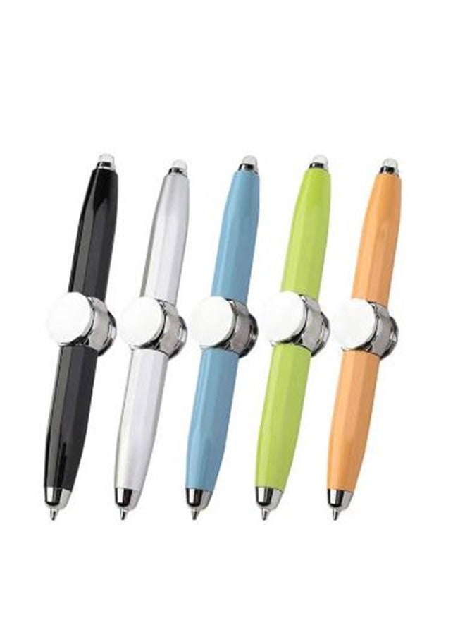 Generic 5-Pack Metal Decompression Fingertip Gyro Pen with LED Light Rotatable Gel Pen Multifunctional Writing Signature Lighting Rotating Gel Pen - Image 1