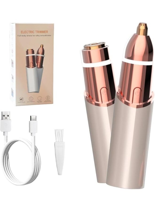 SUCITY Compact&Portable Eyebrow Trimmer,2 in1 Hair Trimmer, Electric Shaver for Women, USB Rechargeable Eyebrow Trimmer Painless Shaver Hair Clippe for Bikini, Nose Hair, Eyebrow, Body, Sideburn - Image 4