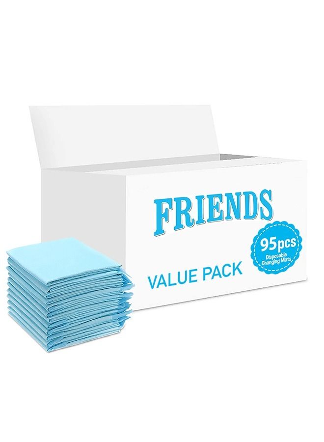 Friends Disposable Changing Mats, 95 Counts, Soft Waterproof Mat, Portable Leak Proof Changing Mat, New Mom Leak-Proof Under pad, Mattress Table Protector Pad - Image 1