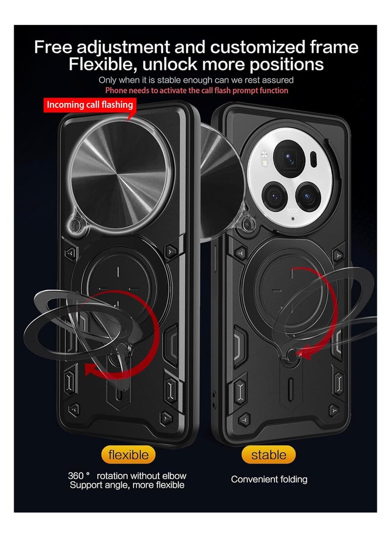 Aookay - [1+2] for Honor X9C 5G Case with Screen Protector(2 pack), Built Slide Camera Protection Cover, Mil- Heavy Duty Protective Phone Case for Honor X9C (Black) - Image 1