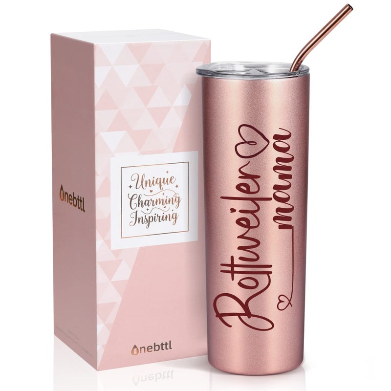 Onebttl Rottweiler Gift for Women  Best Rottie Mom on Mothers Day Unique Dog Mom Gift for Rottweiler Mama  Rose Gold Stainless Steel Insulated Tumbler 20 oz