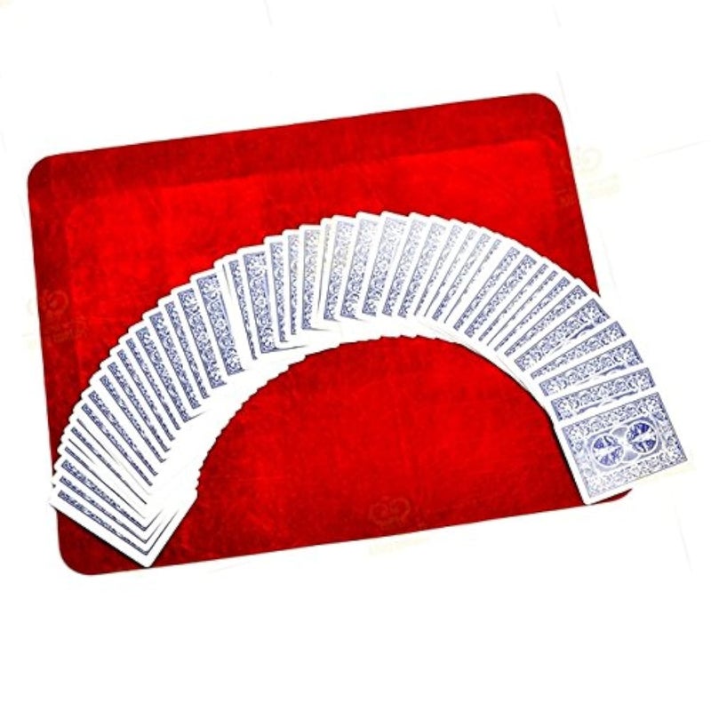 MilesMagic Magicians Card Mat for Playing Cards Poker Coins Routines Gimmicks and Magic Trick Close Up Performances Made of Velvet Soft and Light Red - Image 2