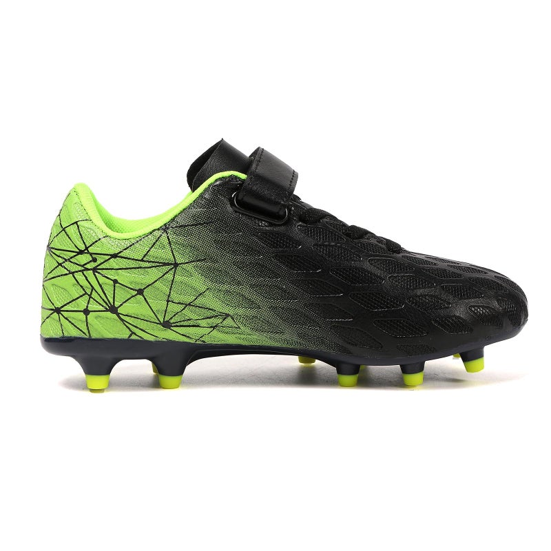 Skerxut Soccer Cleats, Kids Firm Ground Football Shoes, Boys Girls Athletic Outdoor (Black/Green, Big Kid, 1, Numeric, US Footwear Size System, Medium) - Image 4
