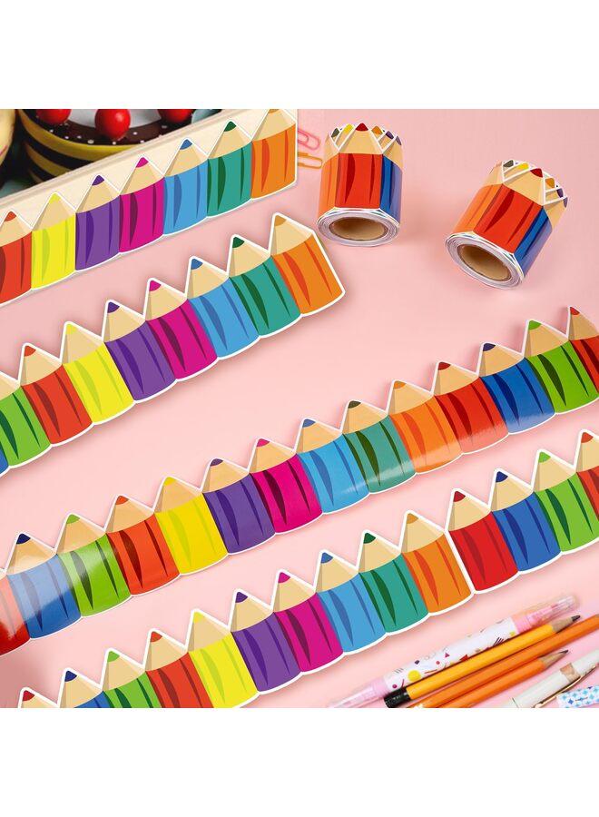 يُسلِّم زخارف حدود لوحة الإعلانات بطول 52 قدمًا، لفافتان من حواف حدود أقلام التلوين للمدرسة والفصول الدراسية ولوحة الإعلانات والجدار والنافذة والباب - Image 5