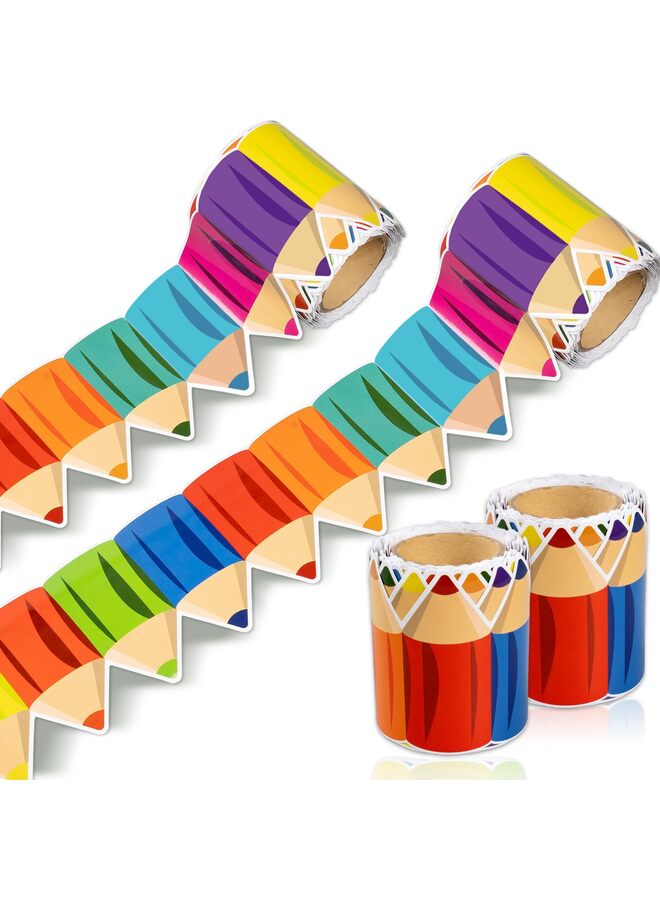 يُسلِّم زخارف حدود لوحة الإعلانات بطول 52 قدمًا، لفافتان من حواف حدود أقلام التلوين للمدرسة والفصول الدراسية ولوحة الإعلانات والجدار والنافذة والباب - Image 1