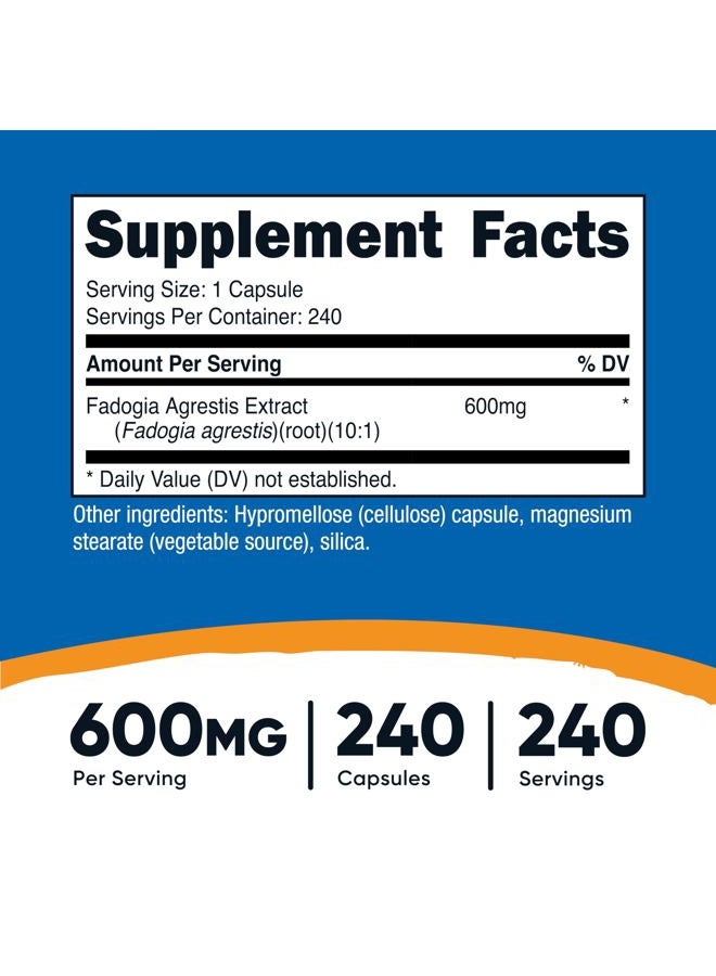 Nutricost Fadogia Agrestis (240 Capsules | 600 mg Per Serving) - Potent 10:1 Extract, Gluten Free, Non-GMO Supplement - Image 2