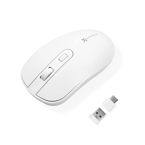 X9 Performance USB C Mouse Wireless with USB and Type C Receiver - Great Cordless Multi-Device Mouse - 2.4G RF White USB Type C Wireless Mouse for MacBook Pro/Air, Apple Mac, iMac, Laptop, PC Computer - Image 1
