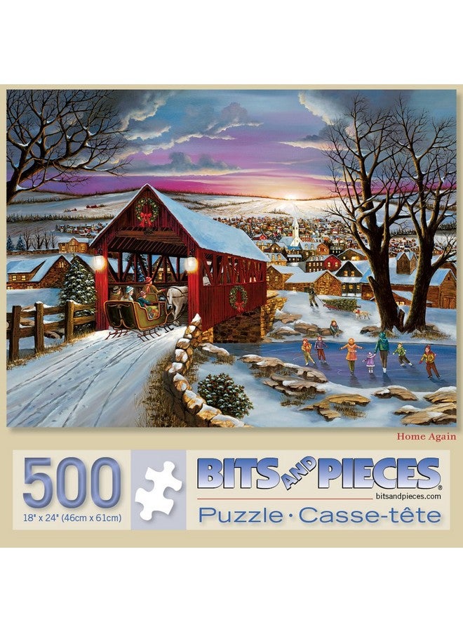 بيتس آند بيسيز قطع وقطع - مجموعة قيمة من قطعتين (2) من أحجيات الصور المقطوعة، مكونة من 500 قطعة للبالغين - متع عيد الميلاد - 500 قطعة من أحجيات عطلة الشتاء من تصميم الفنان إتش هارجروف - Image 3