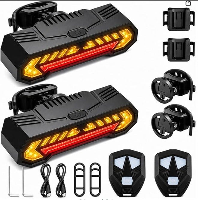 PureJoy Wireless Remote Control Turn Signal Tail Light for Bicycle, USB-C Rechargeable, Cool Projection Night Riding Safety Light for Mountain Bike