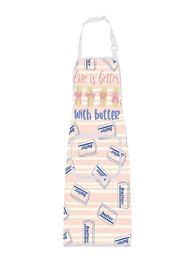 BNQL Butter Apron Butter Lover Gift Life Is Better with Butter Baker Gift Kitchen Apron Butter Baking BBQ Apron With Pockets - Image 1