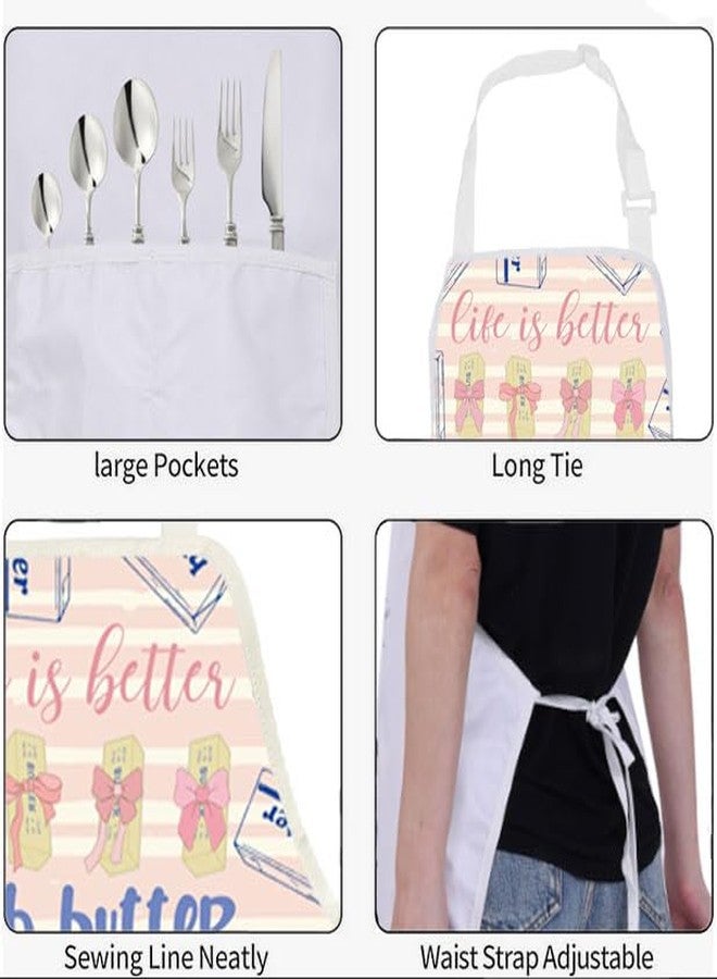 BNQL Butter Apron Butter Lover Gift Life Is Better with Butter Baker Gift Kitchen Apron Butter Baking BBQ Apron With Pockets - Image 4