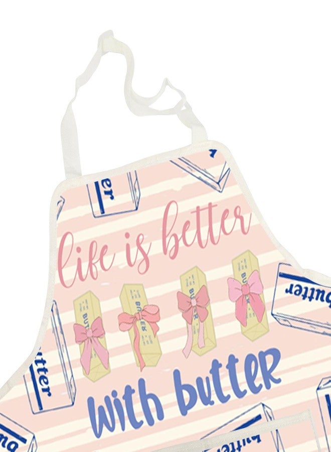 BNQL Butter Apron Butter Lover Gift Life Is Better with Butter Baker Gift Kitchen Apron Butter Baking BBQ Apron With Pockets - Image 3