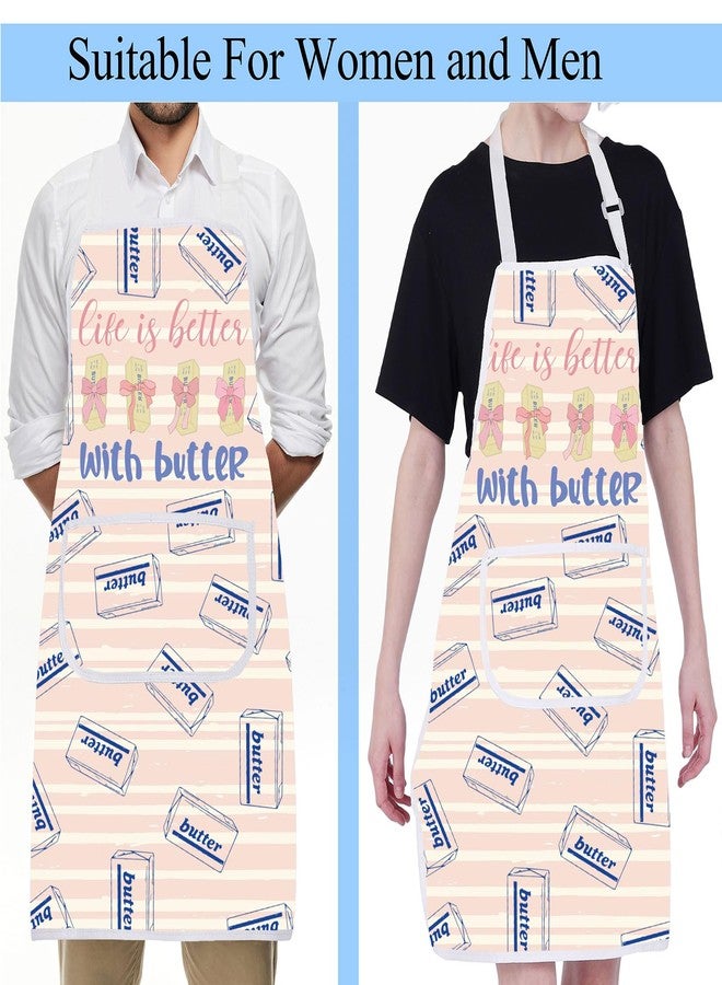 BNQL Butter Apron Butter Lover Gift Life Is Better with Butter Baker Gift Kitchen Apron Butter Baking BBQ Apron With Pockets - Image 5