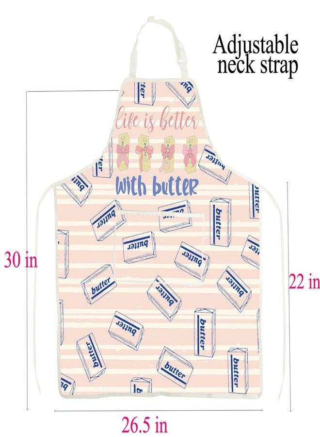BNQL Butter Apron Butter Lover Gift Life Is Better with Butter Baker Gift Kitchen Apron Butter Baking BBQ Apron With Pockets - Image 2