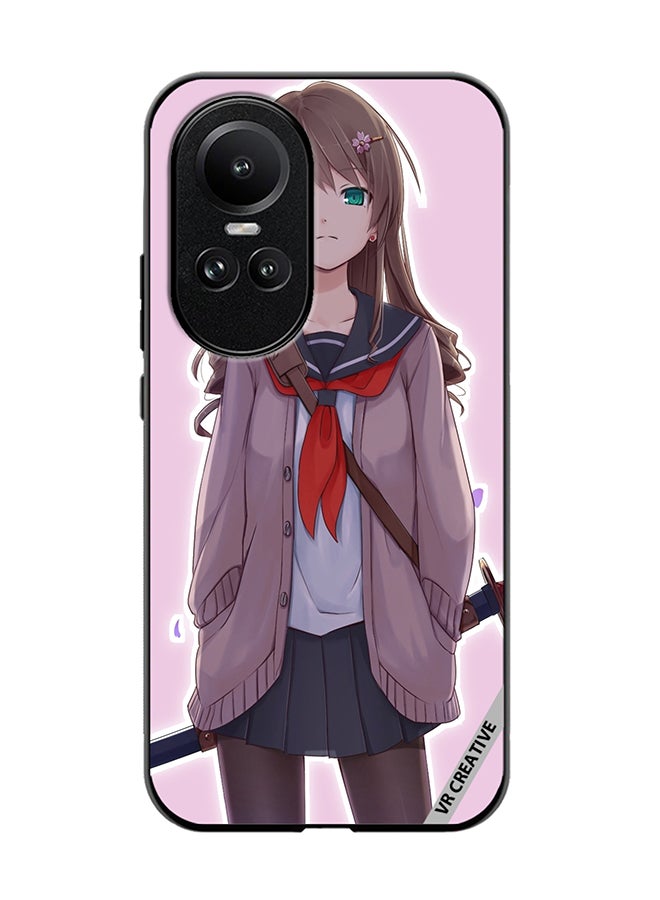 VR CREATIVE Protective Case Cover For Oppo Reno 10 Anime Girl Design Multicolour - Image 1
