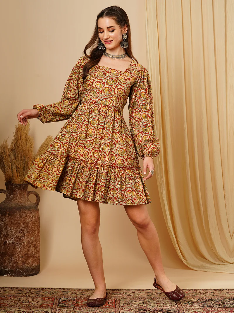 جلو باص Globus Women Ethnic Motifs Printed Fit & Flare Ethnic Dress