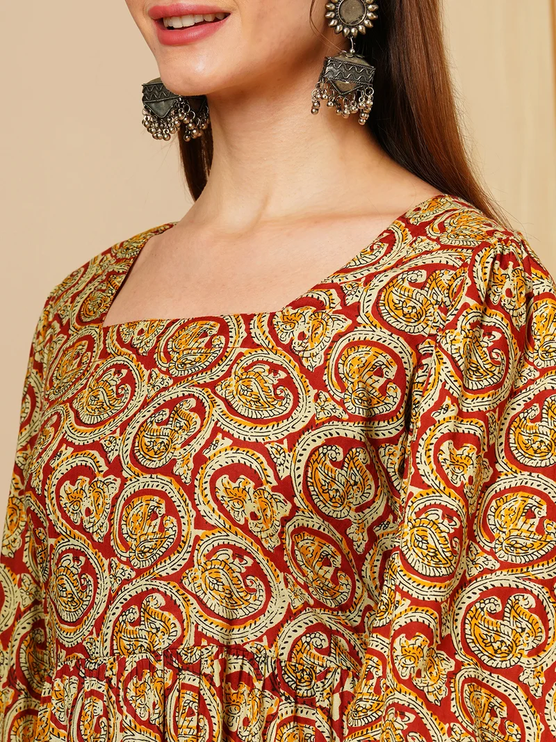 جلو باص فستان جلابيه نسائي مطبوع بنقوش عرقية من جلوبس