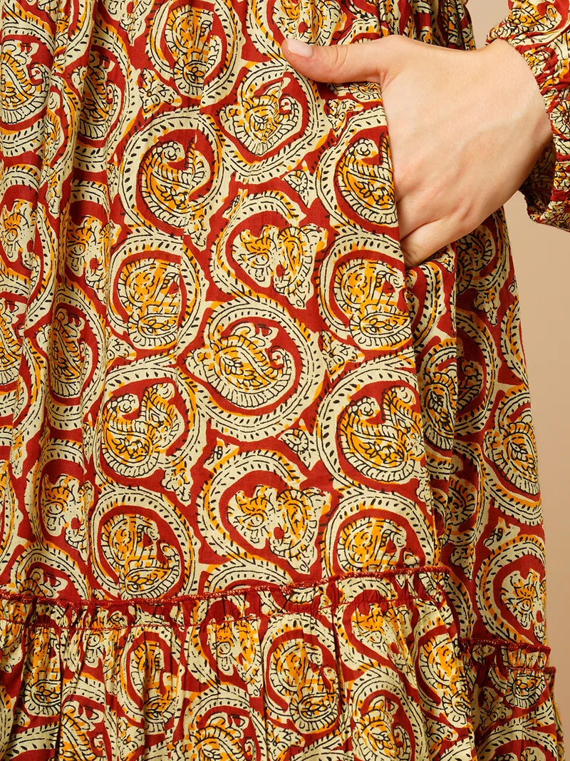 جلو باص فستان جلابيه نسائي مطبوع بنقوش عرقية من جلوبس