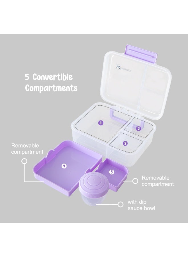Hydrobrew Personalized 3/4/5 Convertible 1650ml Bento Lunch Box - Lilac - Image 5
