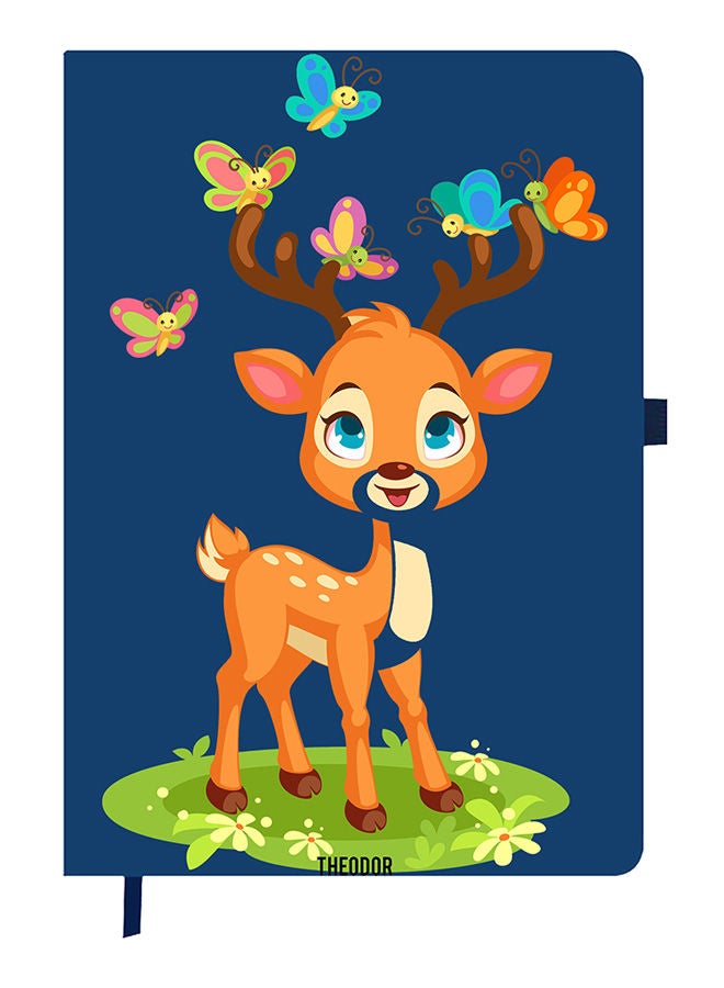 Theodor Designer A5 Thick Blue Hardcover Notebook Deer - Image 1