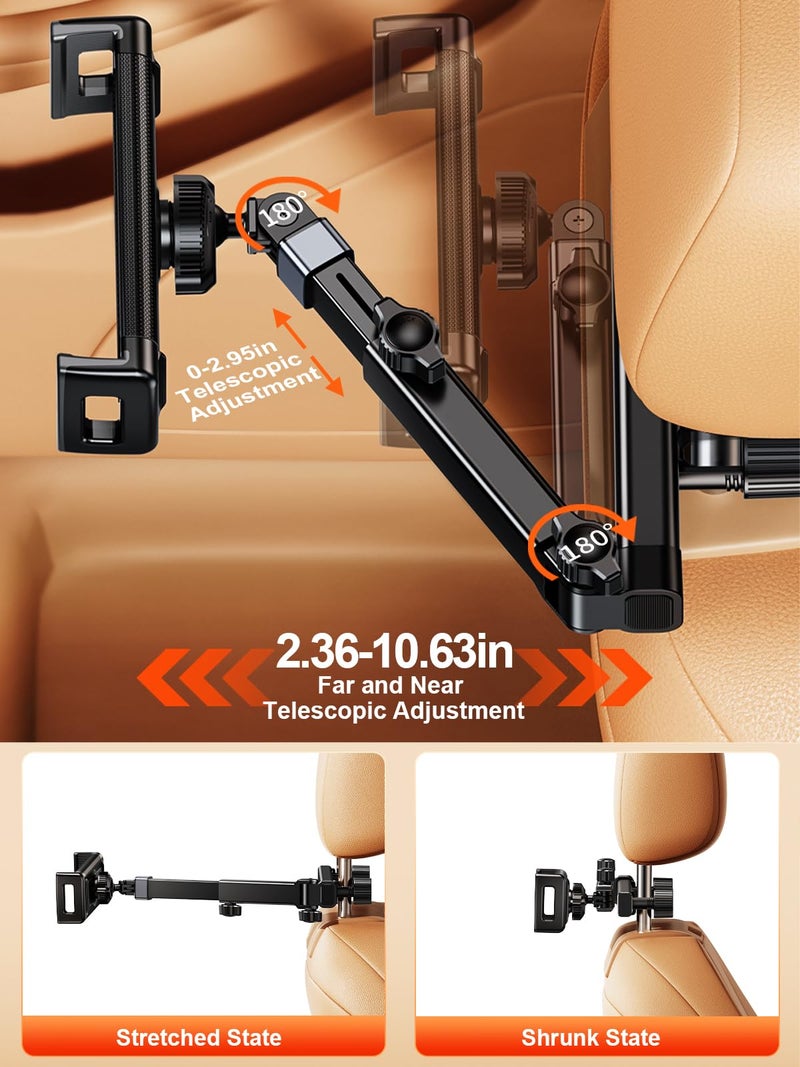 nediea Car Headrest Tablet Stand, Extension Arm Mount for 4.7-12.9" Tablets, Compatible with iPad Pro, Air, Mini, Galaxy, Fire - Image 2