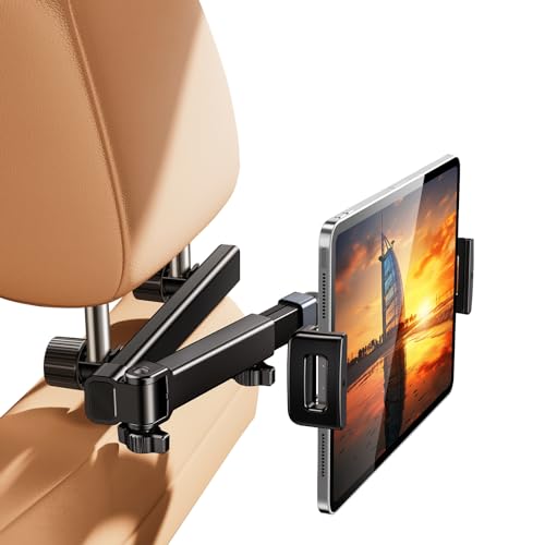 nediea Car Headrest Tablet Stand, Extension Arm Mount for 4.7-12.9" Tablets, Compatible with iPad Pro, Air, Mini, Galaxy, Fire - Image 1
