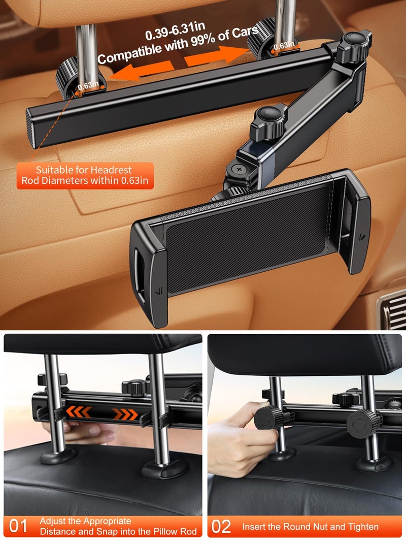 nediea Car Headrest Tablet Stand, Extension Arm Mount for 4.7-12.9" Tablets, Compatible with iPad Pro, Air, Mini, Galaxy, Fire - Image 5