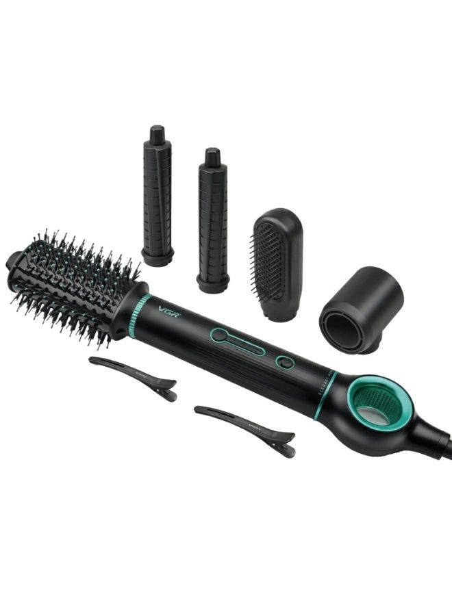 VGR 5-in-1 Professional Hot Air Styler 1400W – High-Speed BLDC Motor for Fast Drying, Curling & Volumizing Advanced Ionic Hair Styler with Auto-Wrap Curlers, Multiple Attachments & Salon-Quality Results at Home Black and Green - Image 1