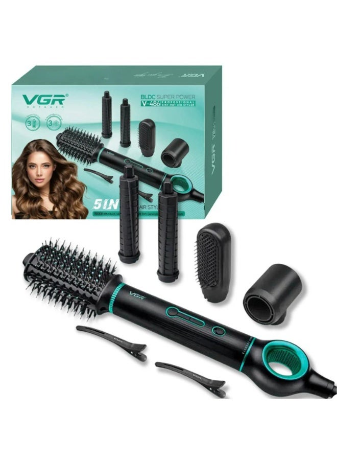 VGR 5-in-1 Professional Hot Air Styler 1400W – High-Speed BLDC Motor for Fast Drying, Curling & Volumizing Advanced Ionic Hair Styler with Auto-Wrap Curlers, Multiple Attachments & Salon-Quality Results at Home Black and Green - Image 3