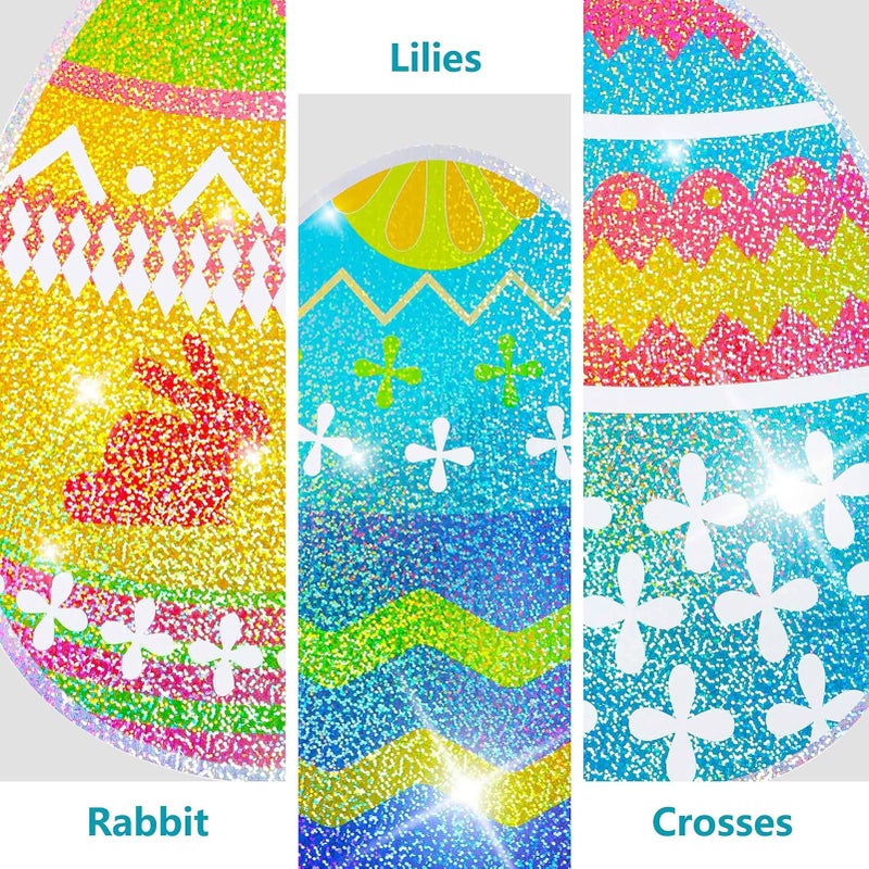 MNKXL 12-Piece Glitter Easter Yard Signs,Extra Large Sparkling Garden Egg Stakes,Waterproof Laser Printed Outdoor Decor for Easter Sidewalk - Image 4